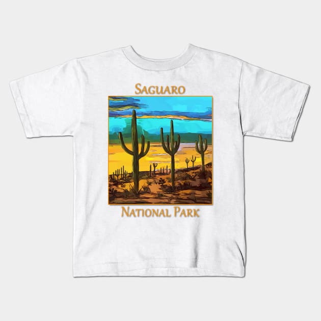 Saguaro from the Saguaro National Park in Arizona Kids T-Shirt by WelshDesigns